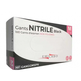 Carton gants d'examen noir nitrile - non poudrés