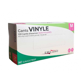 Carton gants d'examen vinyle - non poudrés